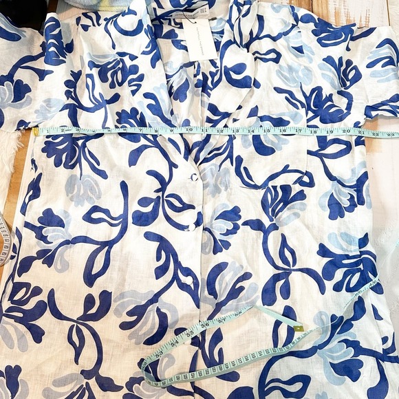 Faithfull The Brand Charlita Shirt Dress Top Ensola Floral Blue Print - Picture 6 of 11